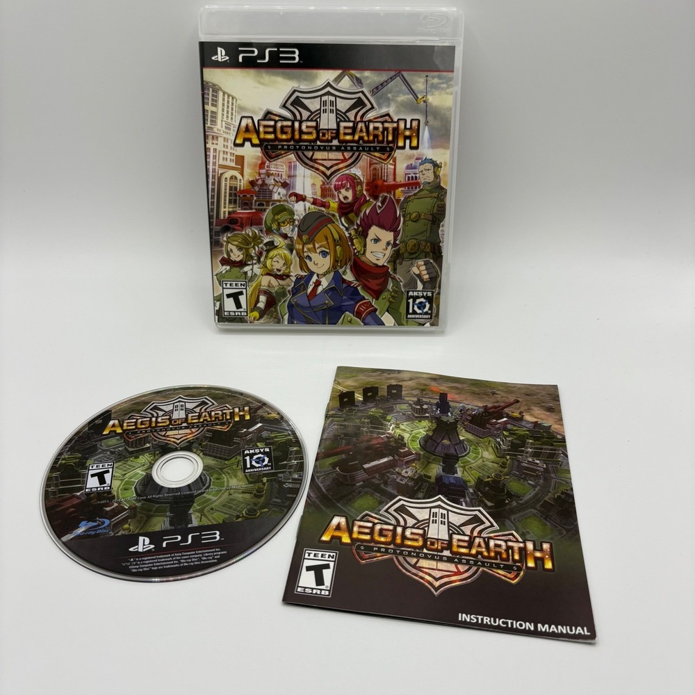 Aegis of Earth Protonovus Assault PS3 PlayStation 3 Game Disc Manual Case CIB‎